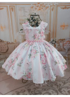 VESTIDO BRANCO E ROSA FLORAL TAM. 3